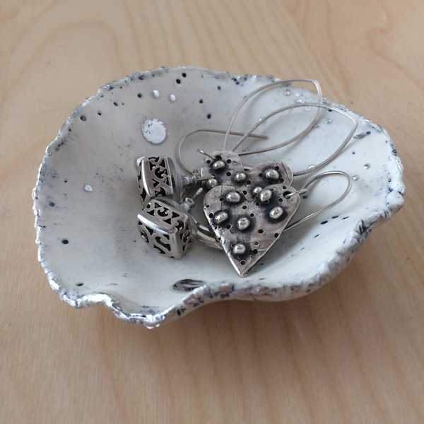 paper clay bowl with jewelry