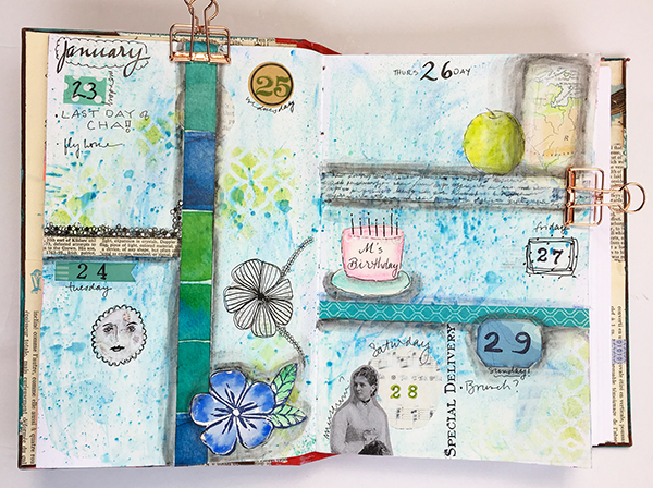 Mixed-media planner spread