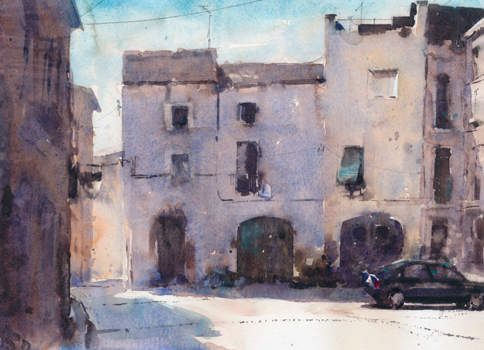 watercolor cityscapes_Castello d'Empuries Spain (watercolor on paper) by Daniel Napp | artistsnetwork.com