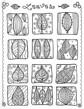 Artful doodles are another example of nature in mixed-media art, from Zen Doodle Workshop magazine