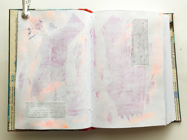 Second coat of gesso over painted planner spread