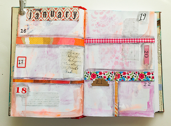 Adding depth and shadow to mixed-media planner pages