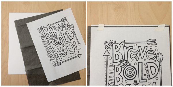 transfer paper watercolor step 1-2