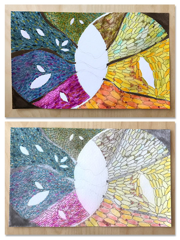 colored eight sections with Aqua markers