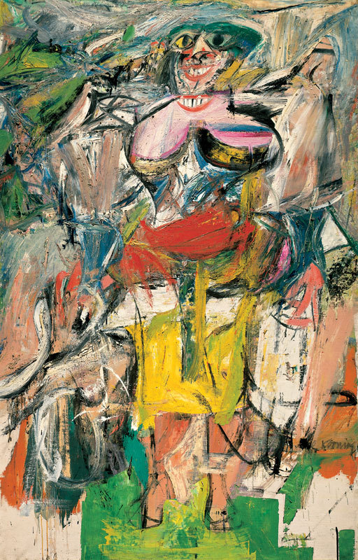 Abstract painting: Woman and Bicycle by William de Kooning, mixed media.