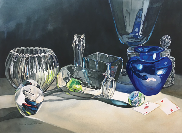 still life blue glass