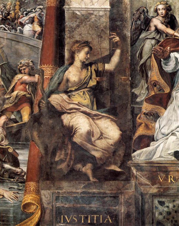 Allegory of Justice, from the Room of Constantine, Vatican Palace by Raphael.