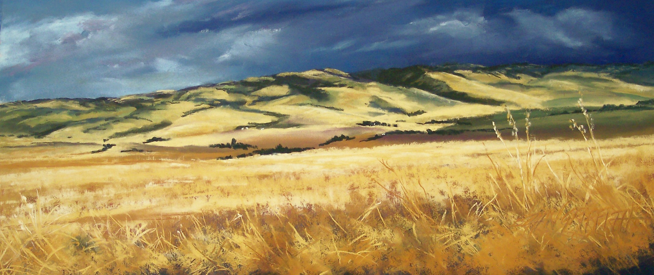 Bonnie Zahn Griffith with Storm From the West, fall pastel painting