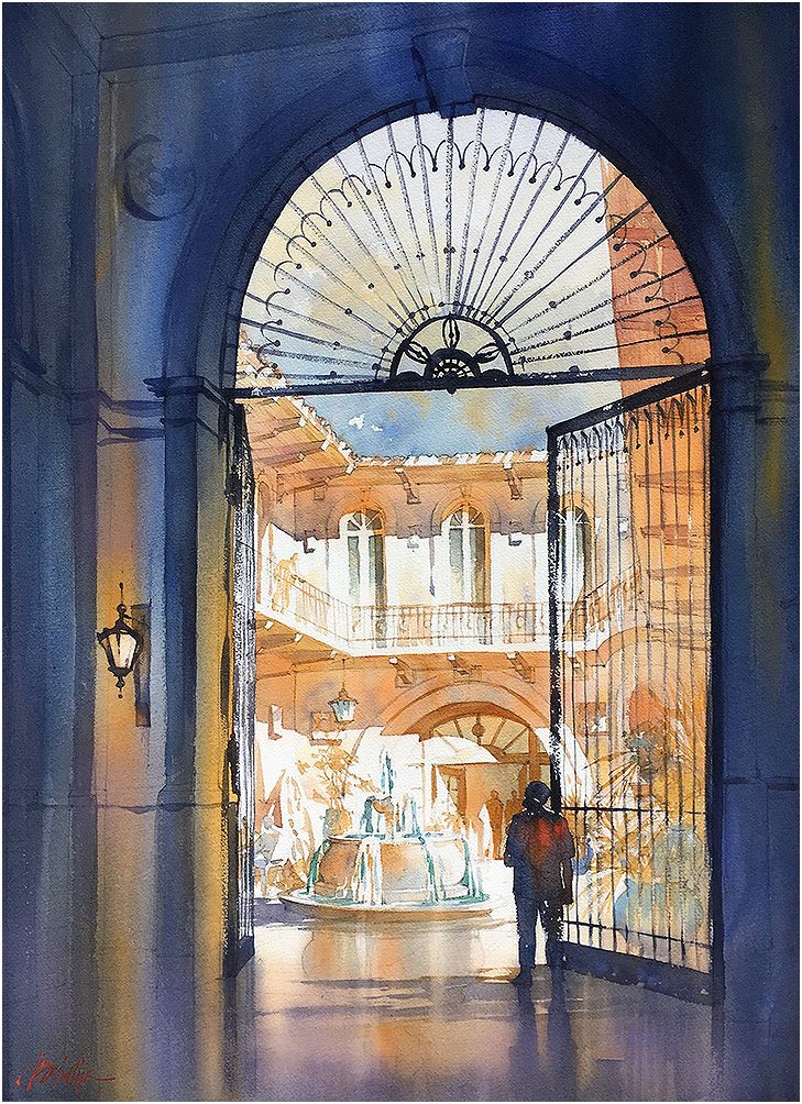 watercolor art by thomas schaller--cityscape