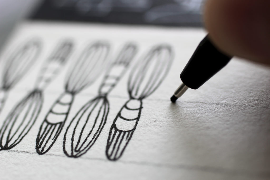 Elevated doodling art: Here is a row of whisks that I doodled in Birth of Venus as well.