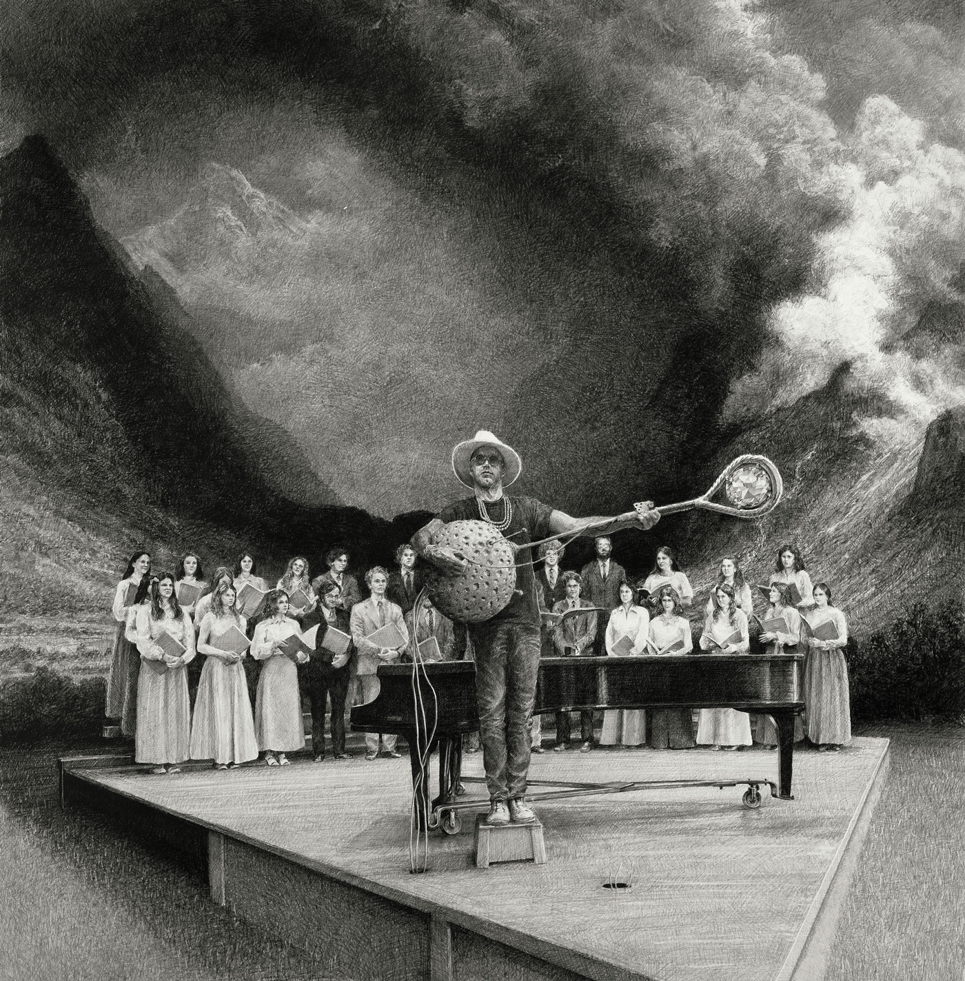 Got Diamonds for Our Leaky Boat by Ethan Murrow, graphite on paper, 70 x 70