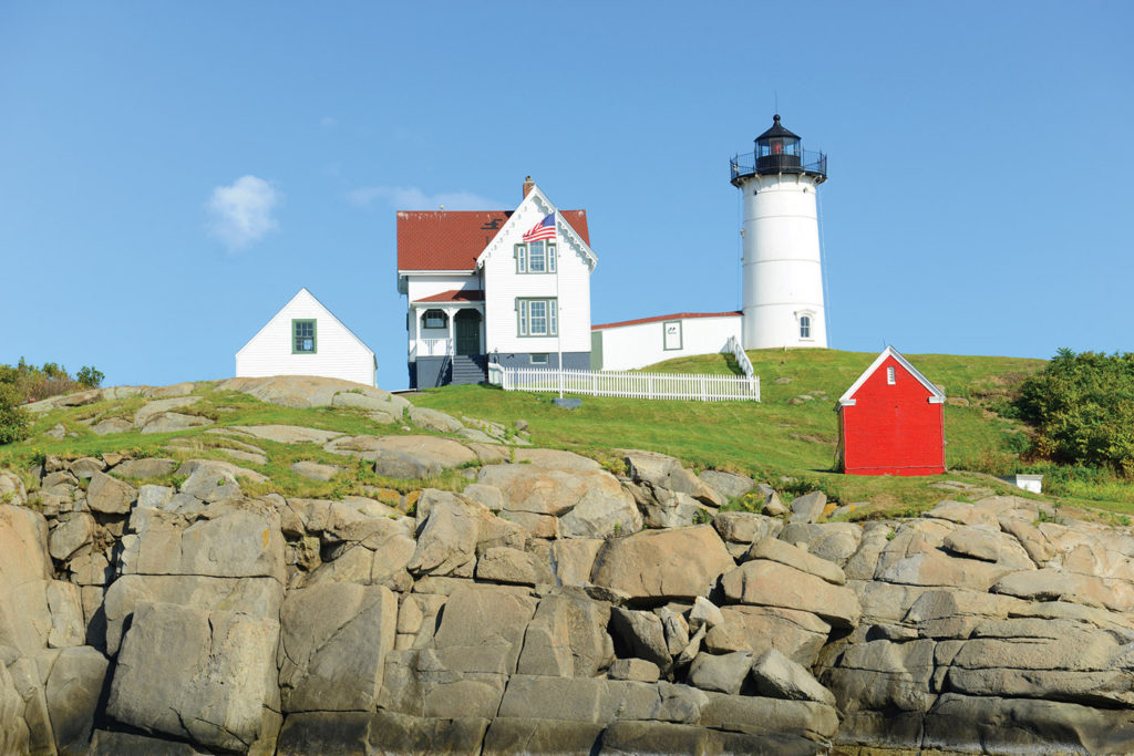 Cape Neddick Lighthouse (Nubble Lighthouse) at Old York Village -- York Harbor, Maine; article by Artists Magazine