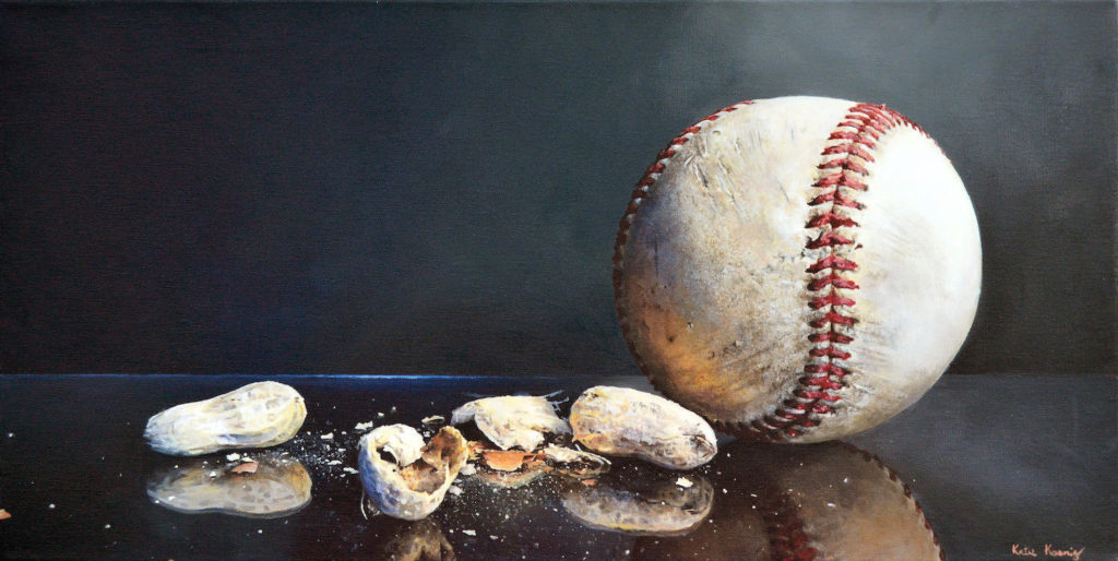 Baseball and Peanuts by Katie Koenig | The Best of Still Life Artwork: 15 Winning Acrylic Paintings to Know from Acrylic Works 5 | Artists Network