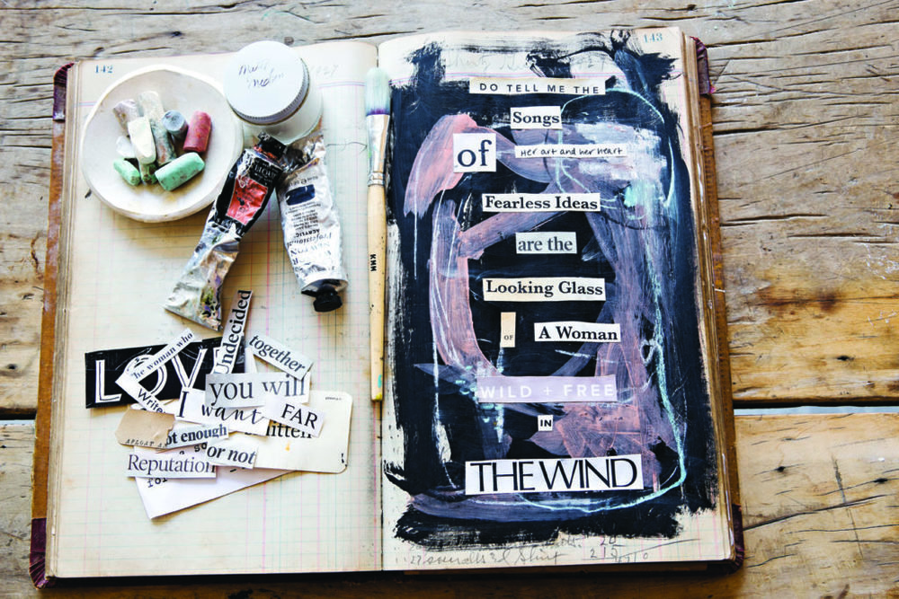 Add text in a variety of ways to express yourself in your sketchbook or on an easel work for a mixed media aspect.