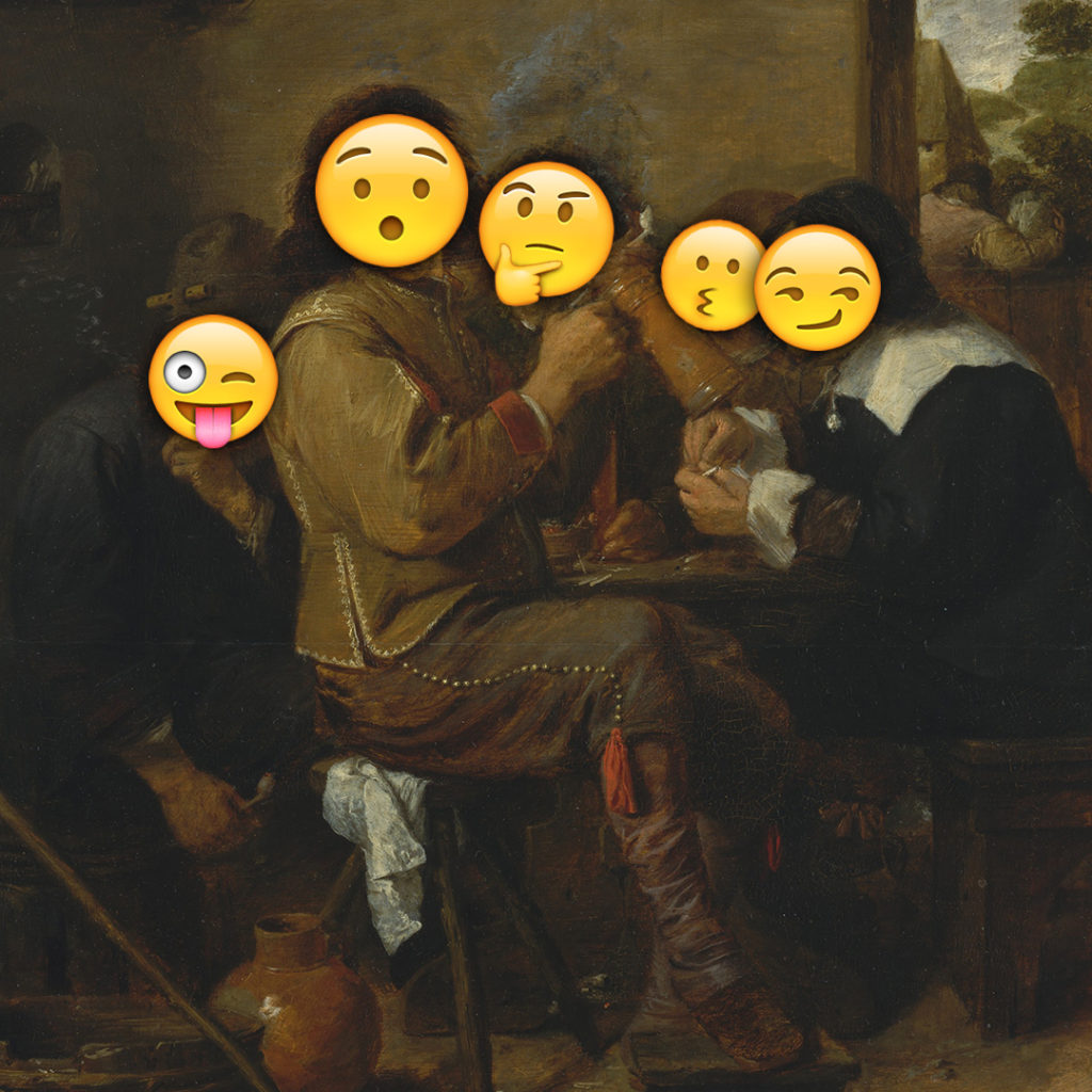 Emoji Day version of Smokers by Adriaen Brouwer