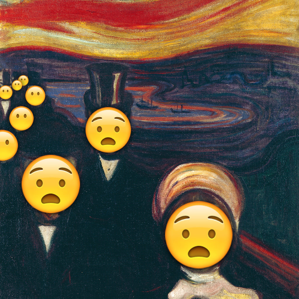 Emoji Day version of Anxiety by Edvard Munch