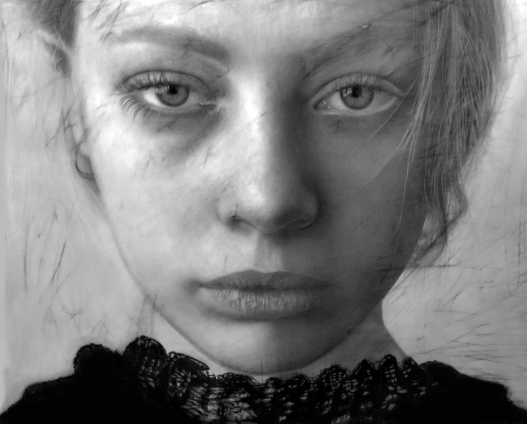 Lost Muse by Tracy Frein, colored pencil on Grafi x drafting fi lm, 36x42