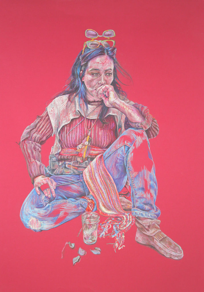 Extra 1 (On Red) by Maya Suess, conte