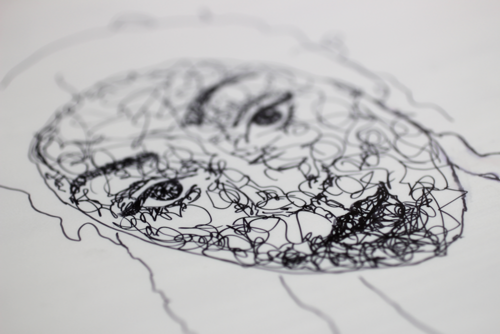 Scribble art Making progress on the face.