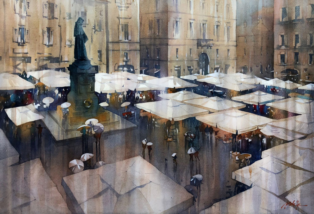 Rainy Day in the Campo by Thomas Schaller, watercolor